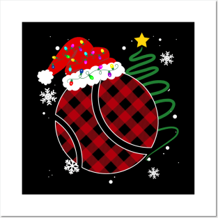 Buffalo Red Plaid Tennis Ball Christmas Sport Xmas Pajama Posters and Art